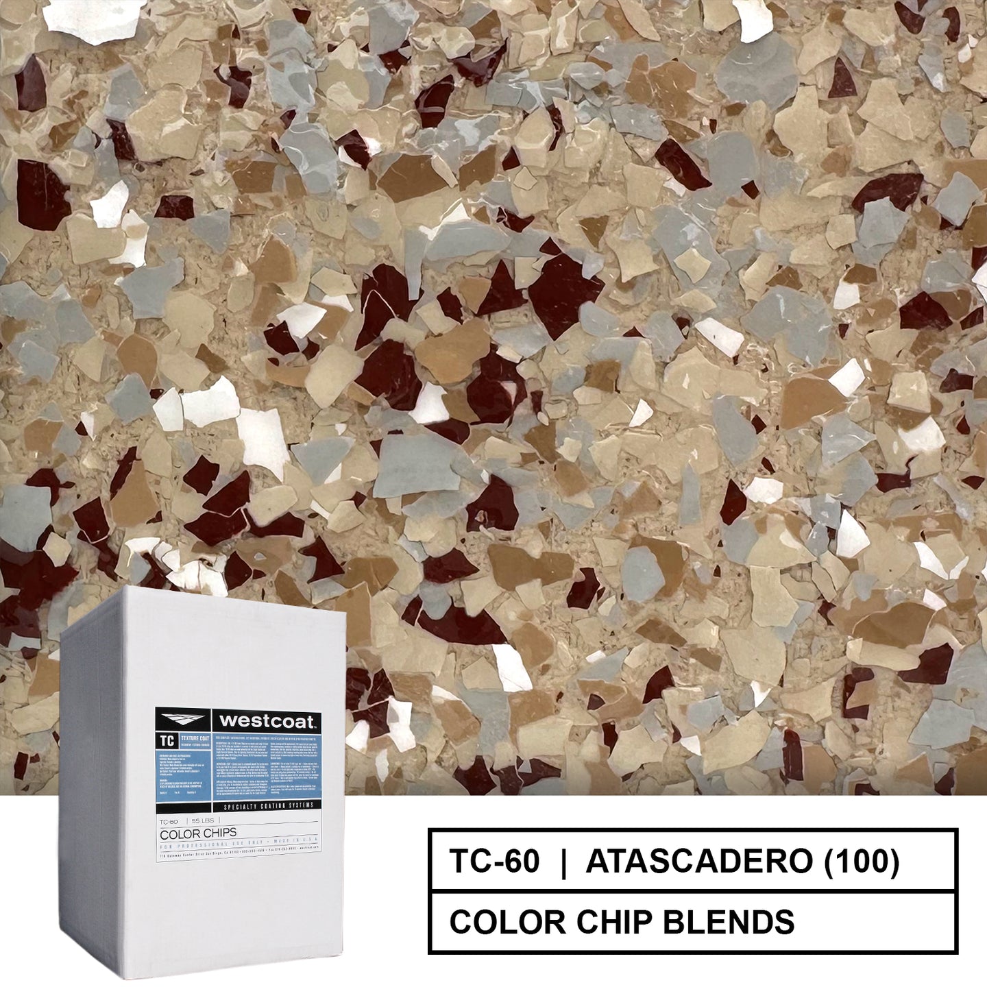 Westcoat TC-60 Epoxy Flake Color Chip Blend - 55 lbs