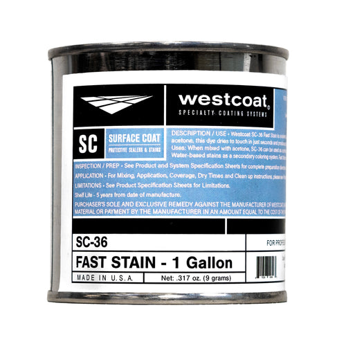 Westcoat SC-36 Fast Stain | 1 Gallon (1/2 Pint Can Makes 1 Gallon)